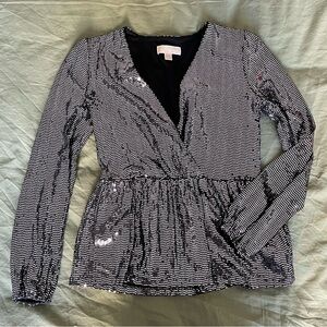 MICHAEL Michael Kors sparkly long sleeve wrap style top